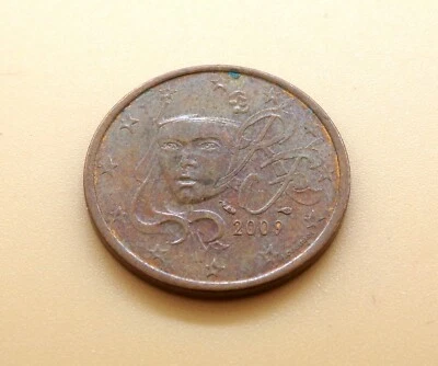 Rostro humano y globo terráqueo 2009 5 céntimos - Francia - circulado Foto 1 de 2