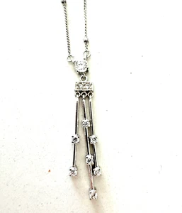 Collar colgante genuino de plata de ley 925 con flecos detalles de circonitas cúbicas - Imagen 1 de 9