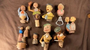 Lot Vintage Wine Liquor Bottle Cork Mechanical Wooden Drinking Stopper Barware - Picture 1 of 12