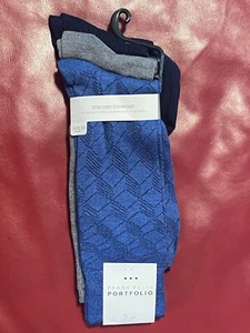 $16 PERRY ELLIS Dress Socks | 3 Pair | Blue Grey | Shoe 7-12 Sock 10-13 - Picture 1 of 7
