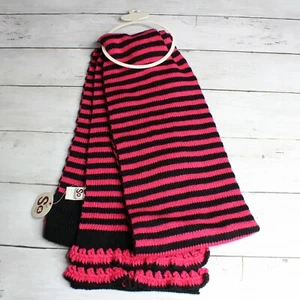 So Girl's Winter Scarf One Size Pink Black Knit - Picture 1 of 4