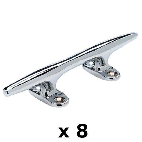 Paquete de 8 tacos de base hueca de latón cromado de 8 pulgadas para barcos y muelles Foto 1 de 1