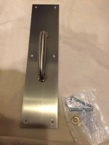 Ives 8311-5, 5" Door Pull - 1" Round Base - 3-1/2" x 15" Plate Stainless Steel - Picture 1 of 2