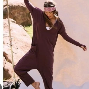 Free People Movement Hot Shot Long Sleeve Jumpsuit S Small Oversized Brown - Picture 1 of 11
