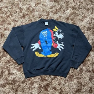 Vintage 90s Walt Disney Goofy This End Up Crewneck Rare Graphic Size XL Mickey - Picture 1 of 8