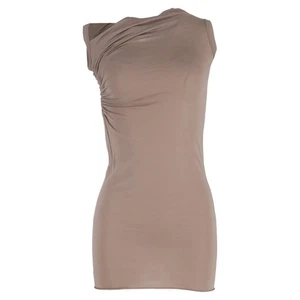 Mini abito drappeggiato Rick Owens in cotone marrone - Foto 1 di 3