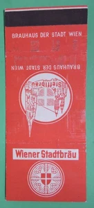 WIENER STADTBRAU-STEFFLBRAU-BRAUHAUS DER STADT WIEN MATCHBOOK COVER-AUSTRIA - Imagen 1 de 3