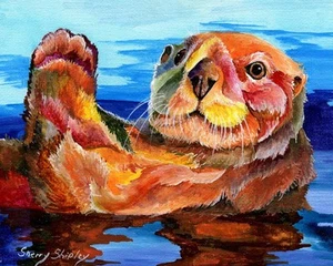 SEA OTTER 8X10 print by Artist Sherry Shipley - Picture 1 of 1