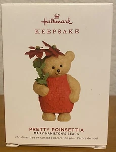HALLMARK 2019 MARY HAMILTON'S BEARS PRETTY POINSETTIA ORNAMENT - Picture 1 of 3