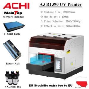 ACHI A3 UV Printer Epson R1390 Print Head Flatbed Printed 3D Embossed EU Ship - Bild 1 von 10