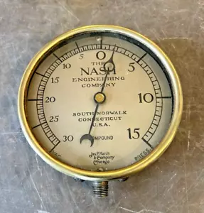 Antique Original Brass Nash Engineering Pressure Gauge Steam Punk 5.5" - Picture 1 of 6
