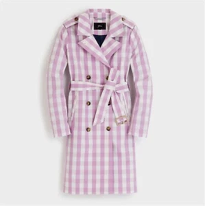 J.Crew "Oversized Gingham" trench coat in pink size 8 - Picture 1 of 10