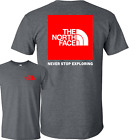 The North Face Box NSE Logo T-Shirt Men's Tee Heather Gray & Red white Large New