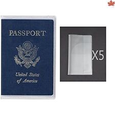 Heavy-Duty Reinforced Crystal-Clear Travel Passport Cover Protector - 5 Pack