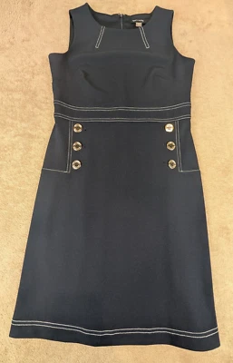 Tommy Hilfiger A8HC1R9C Black Sleeveless Button Stretch Scuba Crepe Dress SZ 4 - Image 1 of 4