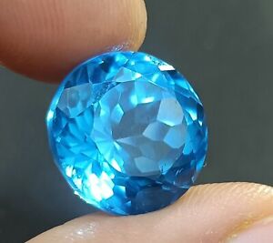 18 Ct Natural Round Cut GIE Certified Blue Color Aquamarine A+ Loose Gemstone