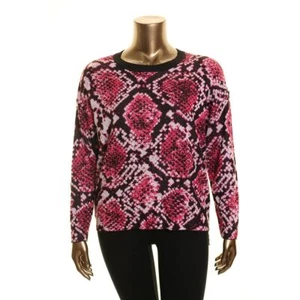 DKNY Women's Python-print Drop-shoulder Boat Neck Sweater Top TEDO - Picture 1 of 2