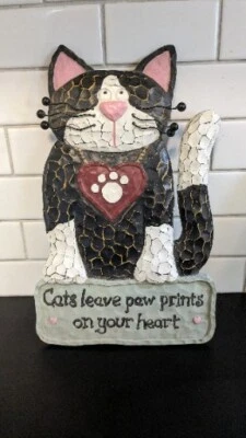 Placa de pared de colección 1996 TODOS los gatos dejan patas impresas en tu corazón amantes de los gatitos Foto 1 de 2