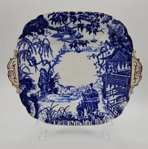 Royal Crown Derby Blue Mikado Bone China Scalloped Cake Plate - Picture 1 of 19