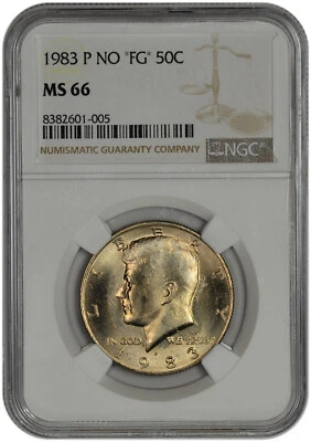 1983 P No "FG" 50C Kennedy Half Dollar NGC MS 66 Top Pop! 4/0 - Image 1 of 3