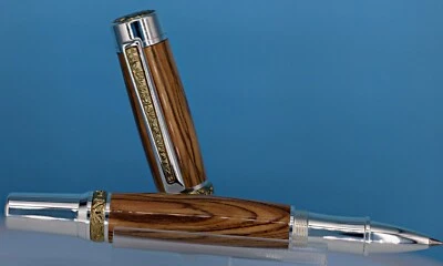 Cambridge Rollerball Pen in Hardite and Sterling Silver with Holy Land Olivewood - Image 1 of 4