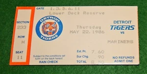 Boleto 22 de mayo 1986 Tiger Stadium muy buen estado - Imagen 1 de 3