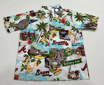 Atlanta Braves Hawaiian Shirt Reyn Spooner Boys Medium AOP All Over Print - Image 1 of 4