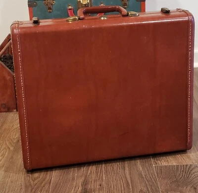 Vintage Samsonite Shwayder Bros Briefcase, Suitcase Circa 50’s Brown Leather  - Image 1 of 4
