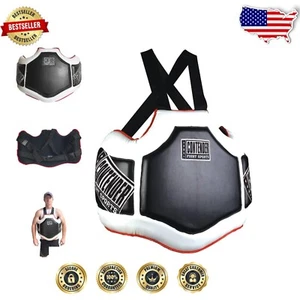 Lightweight Boxing Body Protector with Quick-Release Adjustability - Black/White - Picture 1 of 10