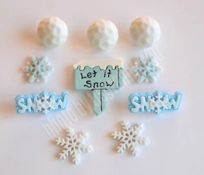 Snow Day Button Embellishments / Let It Snow ~ Snow Balls & Snow Flakes - Image 1 of 4