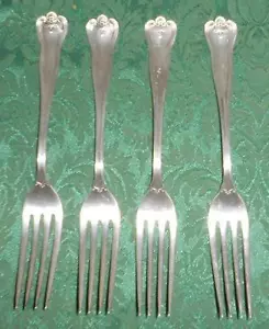 Set of 4 Antique Sterling Silver Frank Smith Priscilla Pattern Dinner Forks - Picture 1 of 1