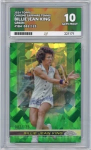 Billie Jean King #184 082/125 Green Topps Chrome Tennis Sapphire Edition ACE 10 - Bild 1 von 3