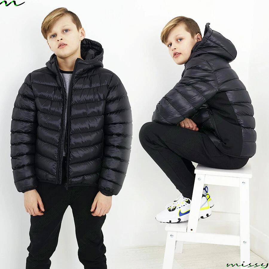 NEW BOYS COATS KIDS BACK TO SCHOOL HOODED JACKET WINTER WARM COAT SIZE 7 T0 13 - Image 1 of 4