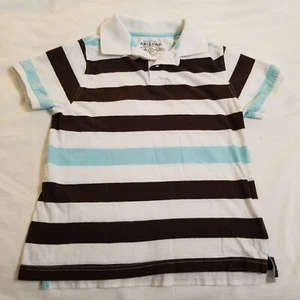  Boys Arizona Jean Co. Polo Shirt Size S Blue White Brown Stripe S/S - Picture 1 of 6