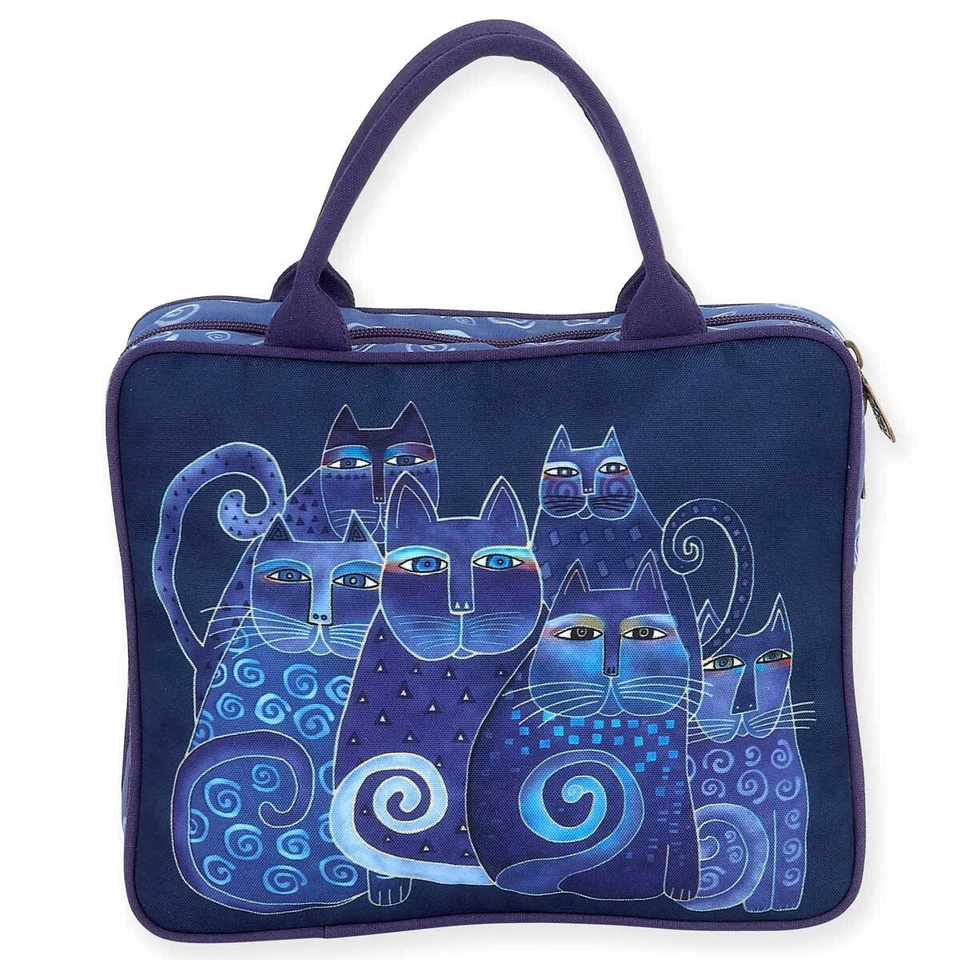 Laurel Burch Large Cosmetic Bag Indigo Cats LB5900D - Image 1 of 1