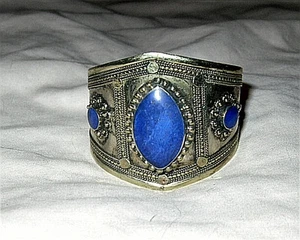 SIGNED LAPIS SILVER CUFF BRACELET SHREVE & CO. Founded 1852 - Picture 1 of 6