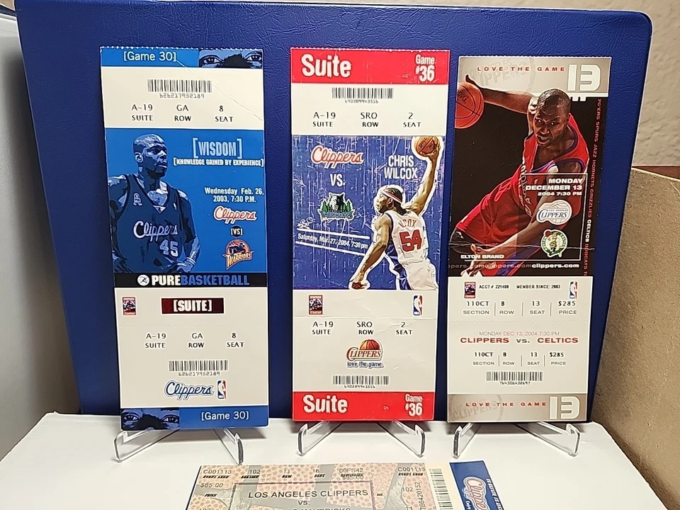 Lot of 4 Authentic LA Clippers 2000 2003 2004 NBA Ticket Stubs Brand Wilcox Rook - Image 1 of 4