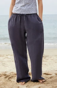 John Galt Blue Nanda Baggy Lightweight Pants Drawstring Waist One Size NEW - Picture 1 of 10