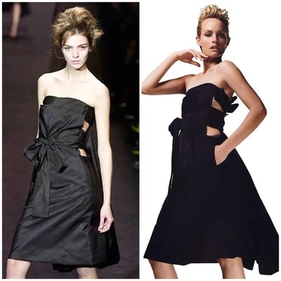 Vestido TOM FORD para YSL $3895 2002 PASARELA sin tirantes vendaje seda y terciopelo 34 2 Foto 1 de 4