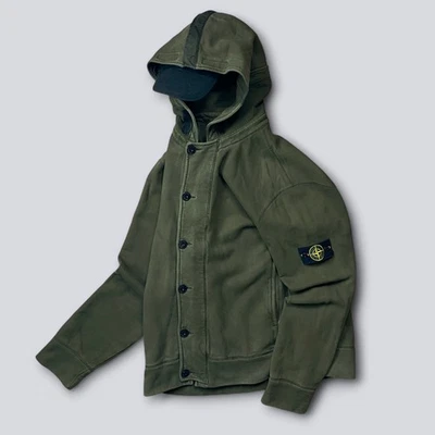 Stone Island AW2006 Vintage Men’s Button Up Split Hood Fleece Sweatshirt 2XL - image 1 of 4