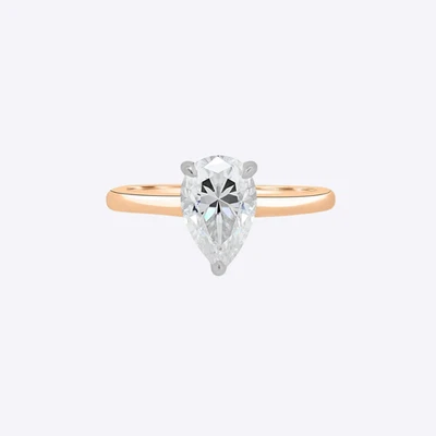Diamond Ring For Wedding Lab Grown 1.5 Carat IGI Certified Pear 14k  Rose Gold 8 - Image 1 of 4
