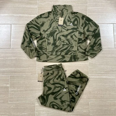 Women’s Size Large Nike ACG “Wolf Tree” Polartec Fleece Set Green Camo NWT - Image 1 of 4