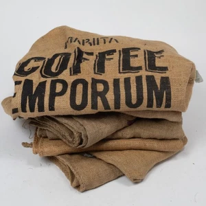 Burlap Coffee Bean Bags Lot of 6 Repurpose Sacks Houston Texas Guatemala Decor - Picture 1 of 15