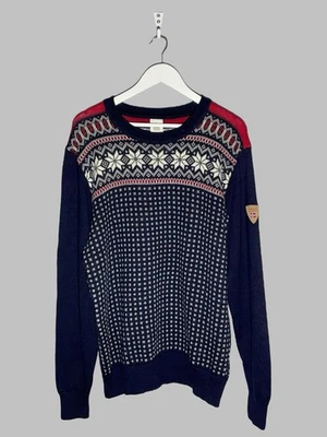 DALE OF NORWAY Blue Fair Isle Crew Neck Merino Wool Knit Sweater Size L - Image 1 of 4