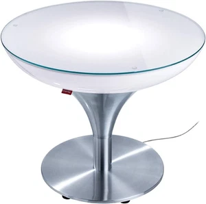 Moree Salón Luz LED Mesa de Centro Fiesta Mesa Bebida Blanco Plata 55H x 60D cm - Imagen 1 de 4