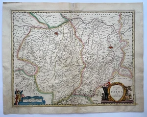 ITALIA PARMA Y PIACENZA c. 1635 JAN JANSSON MAPA ANTIGUO GRANDE SIGLO XVII - Imagen 1 de 11