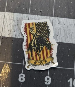 American flag Bull Riding Sticker/Decal Patriotic Wastern - Picture 1 of 2
