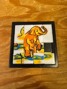 Vintage 1960's Plastic Toy Handheld Slide Puzzle Elephant - Picture 1 of 3