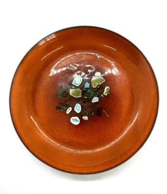 Mid Century Modern Abstract SIGNED Enamel Plate on Copper  6-1/2"  - Изображение 1 из 4