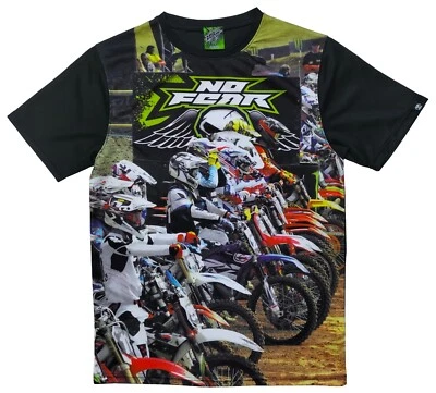 No Fear T-Shirt Rare Men's Black Motorcycle Print Size L Short Sleeves Crew Neck Foto 1 de 4